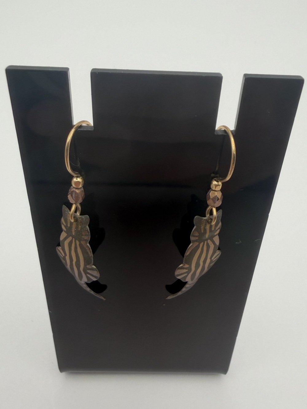 Holly Yashi Gold-Tone Drop Earrings with Cat Dangles - Elegant Women’s Jewelry
